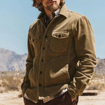 Men's Vintage Corduroy Cat-Eye Button-Down Shirt Jacket